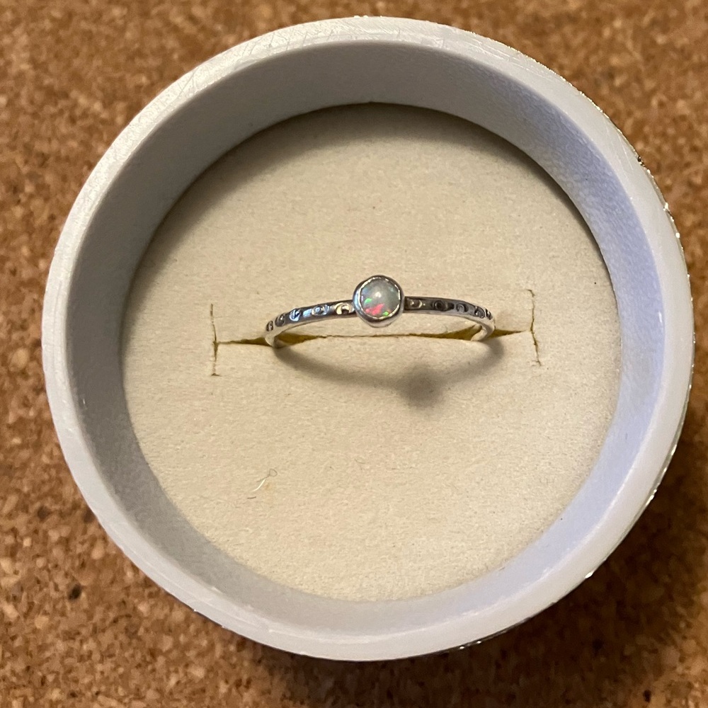Sterling Silver Opal Skinny Stacker Ring